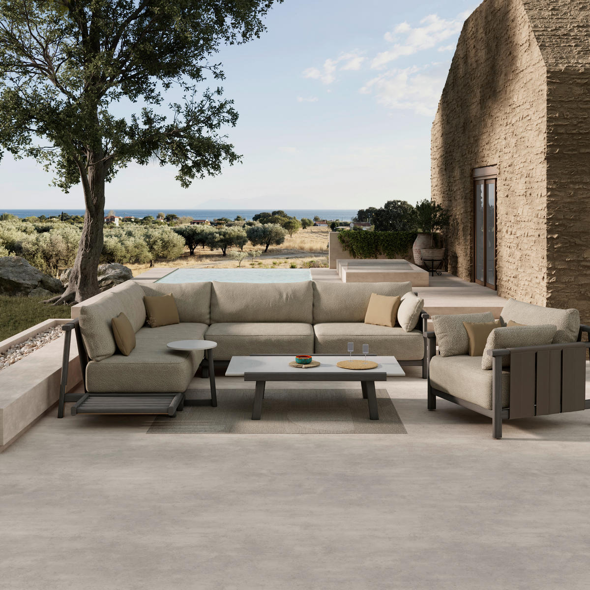 LOUNGESESSEL Anthrazit, Graphitfarben, Taupe Esche vollmassiv  - Taupe/Anthrazit, ROMANTIK / LANDHAUS, Holz/Textil (100/86/97,5cm) - Dieter Knoll