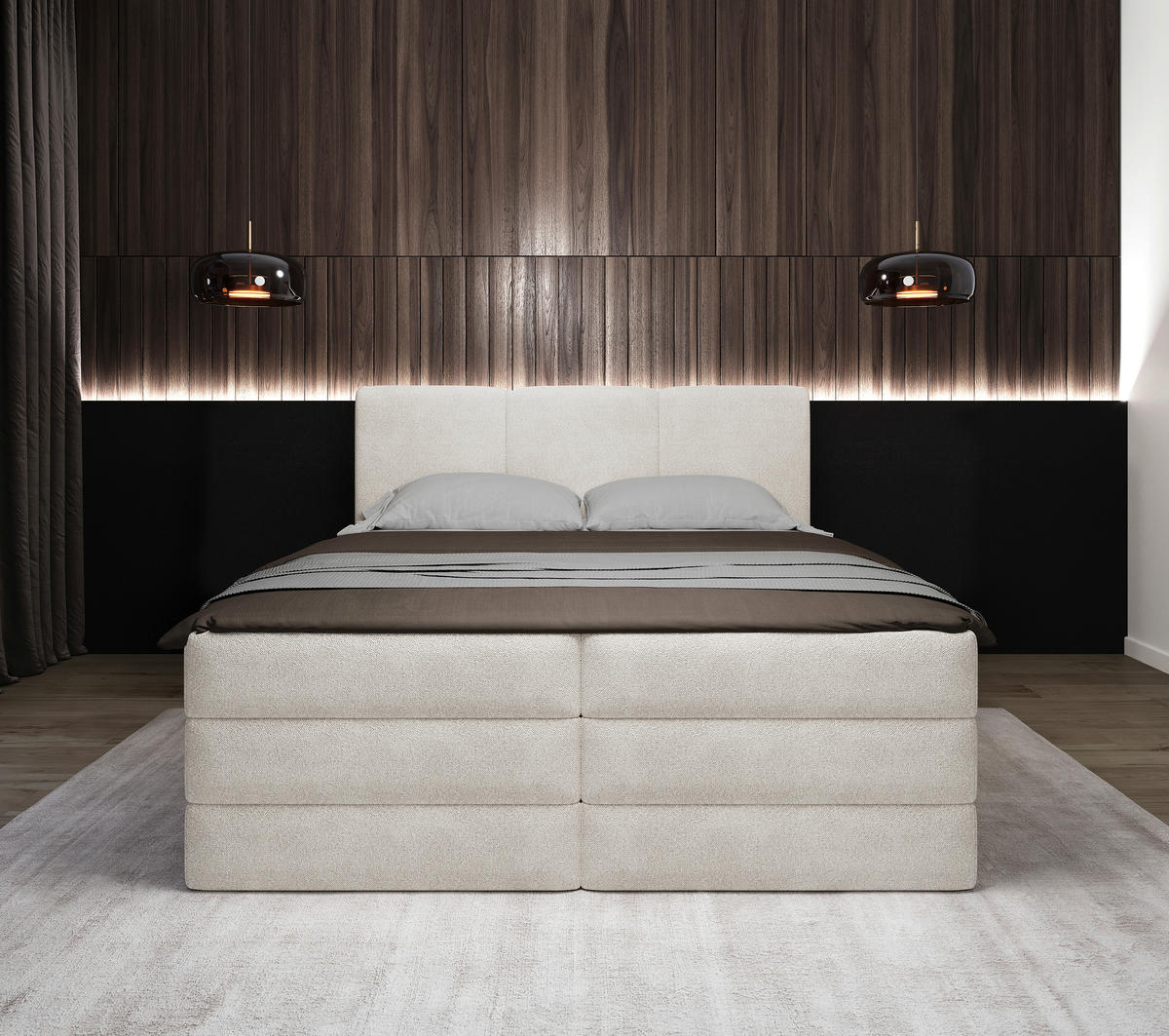 BOXSPRINGBETT 180/200 cm  in Weiss  - Weiss/Schwarz, Modern, Holz/Holzwerkstoff (180/200cm) - MID.YOU