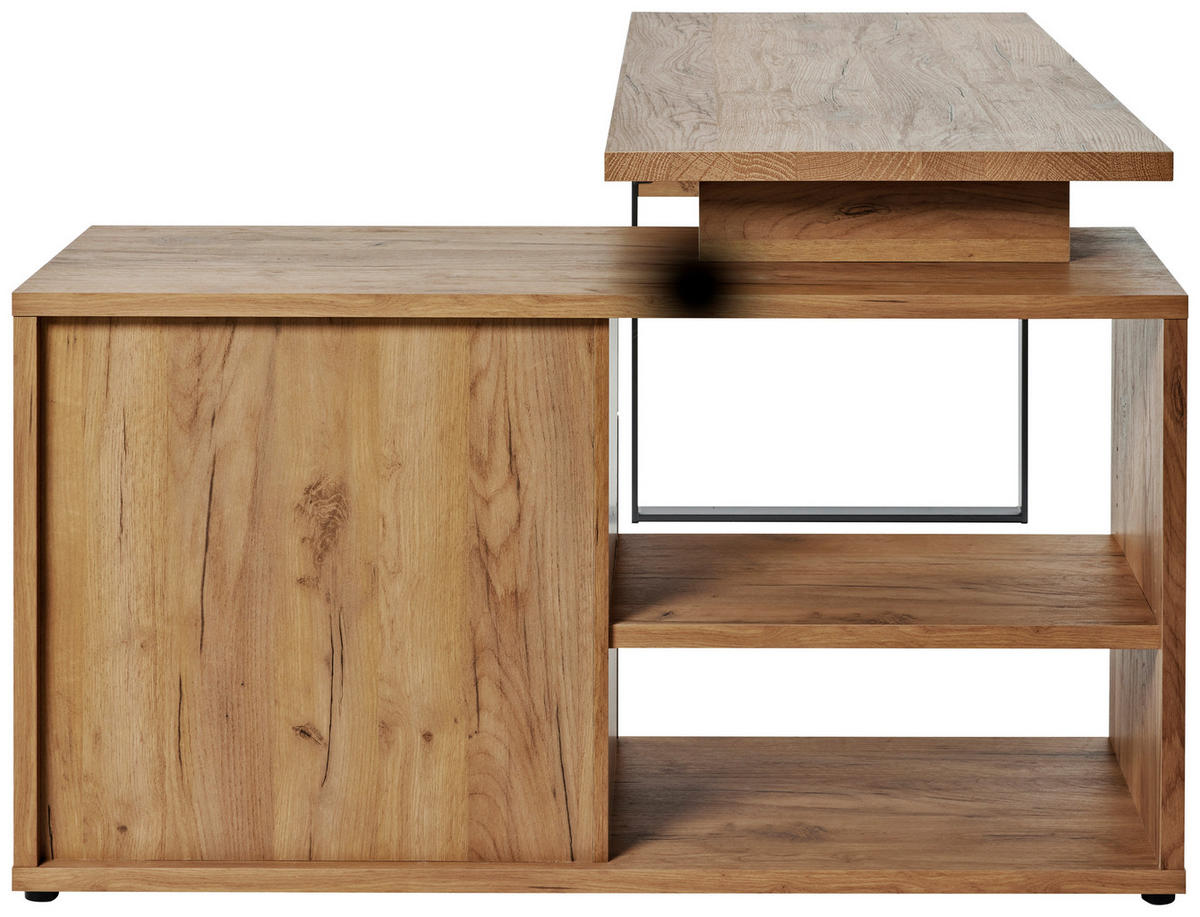 ECKSCHREIBTISCH 150/120/76 cm  in Anthrazit, Eichefarben  - Eichefarben/Anthrazit, MODERN, Holzwerkstoff/Metall (150/120/76cm) - Livetastic