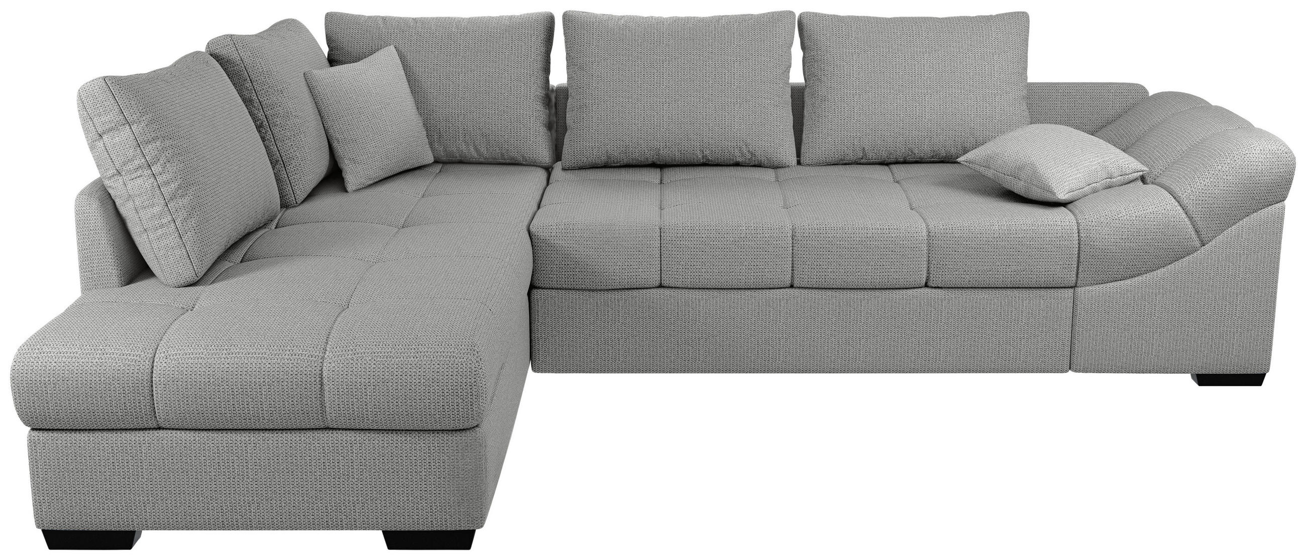 ECKSCHLAFSOFA in Chenille Silberfarben  - Silberfarben/Schwarz, MODERN, Holz/Textil (202/298cm) - MID.YOU