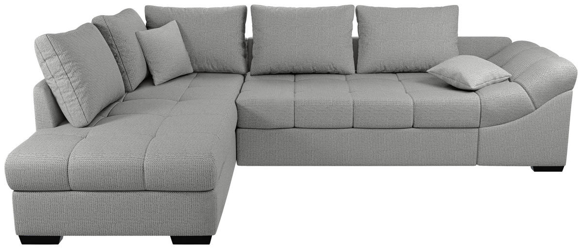 ECKSCHLAFSOFA in Chenille Silberfarben  - Silberfarben/Schwarz, MODERN, Holz/Textil (202/298cm) - MID.YOU
