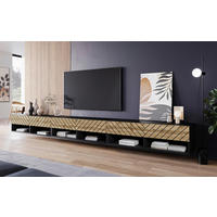 LOWBOARD  in 300/30/31 cm  - Eiche Wotan/Schwarz, Lifestyle, Holzwerkstoff/Kunststoff (300/30/31cm) - Livetastic