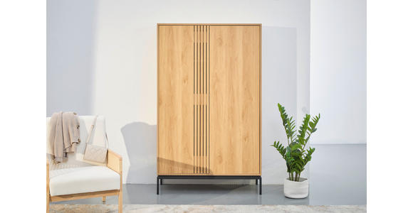 HOCHZEITSSCHRANK  in Naturfarben, Schwarz  - Schwarz/Naturfarben, Design, Holzwerkstoff (110/180/40cm) - Xora