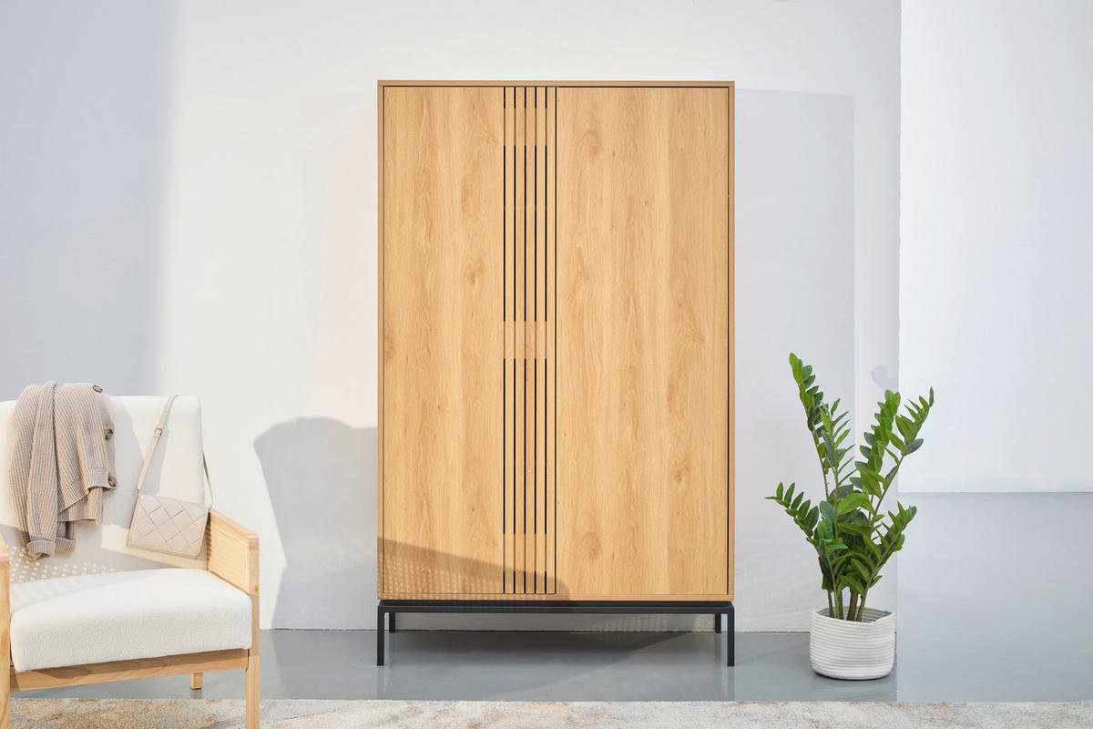 ESKÜVŐI SZEKRÉNY 110/180/40 cm  - natúr színű/fekete, Design, faalapú anyag (110/180/40cm) - Xora
