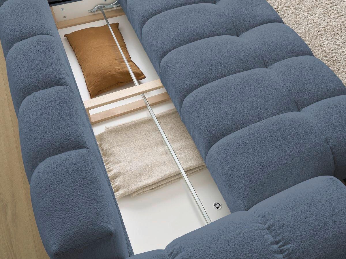 SCHLAFSOFA EVEREST  mit Armteil links, Armteil rechts Flachgewebe Dunkelblau  - Schwarz/Dunkelblau, MODERN, Kunststoff/Textil (278/115/90cm) - Livetastic