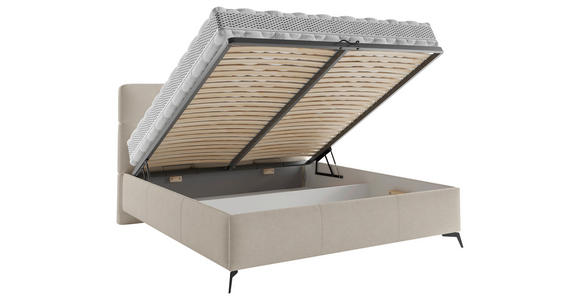 POLSTERBETT gepolstertes Kopfteil, Lattenrost Taupe 140/200 cm  - Taupe/Schwarz, MODERN, Holz/Textil (140/200cm) - Carryhome