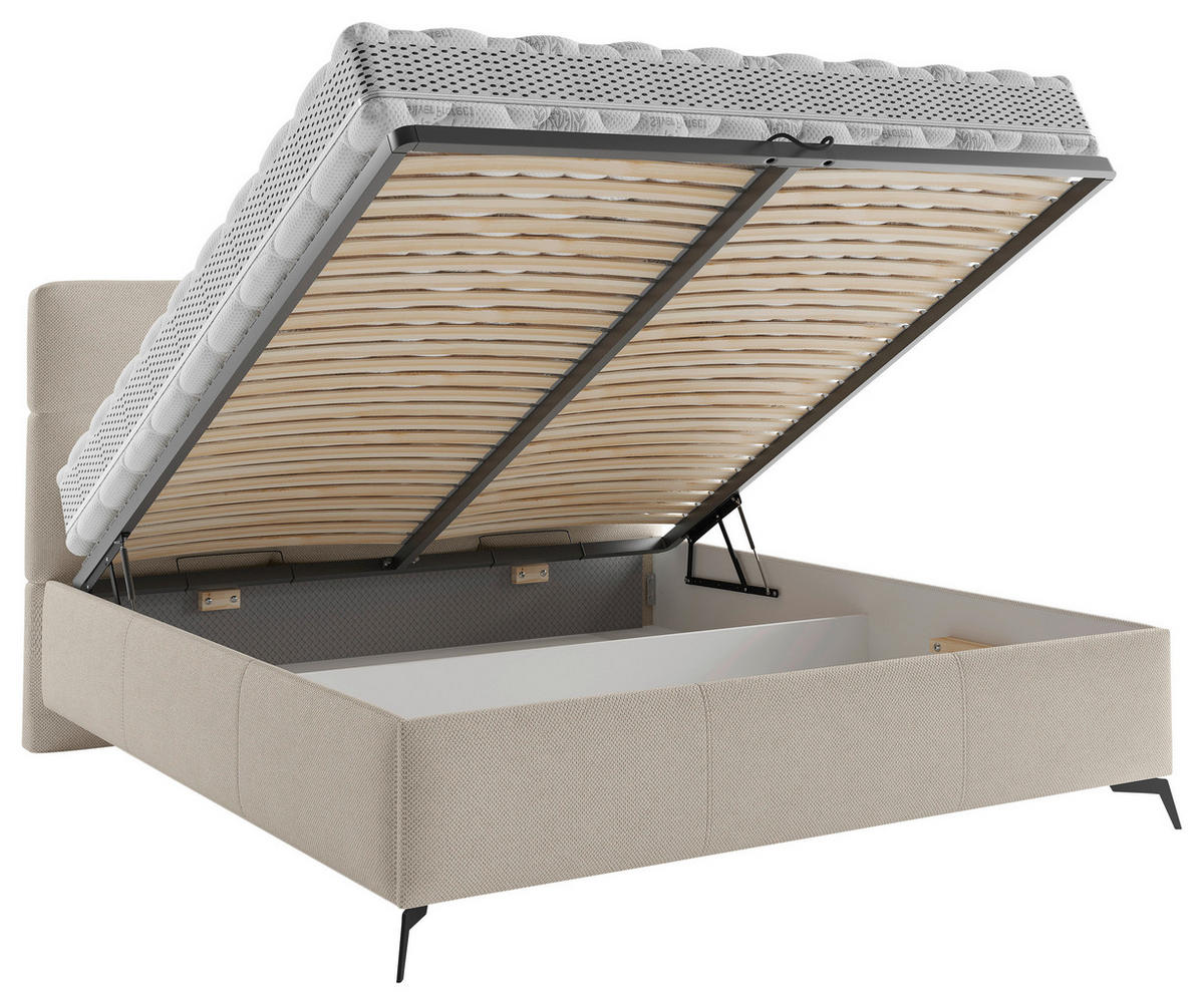POLSTERBETT Lattenrost, gepolstertes Kopfteil 180/200 cm  in Taupe  - Taupe/Schwarz, MODERN, Holz/Textil (180/200cm) - Boxxx