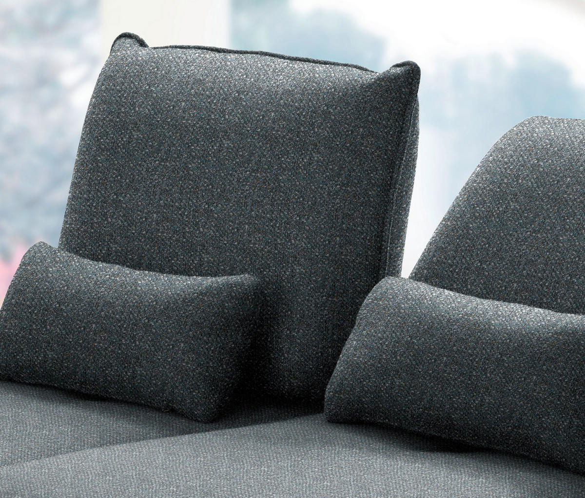 ECKSOFA in Flachgewebe Blaugrau  - Blaugrau/Schwarz, Design, Textil/Metall (191/301cm) - Moderano