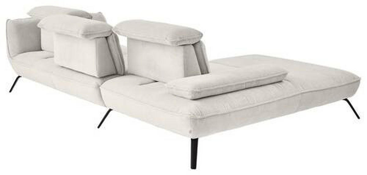 ECKSOFA in Cord Creme  - Creme/Schwarz, Design, Textil/Metall (301/202cm) - Moderano
