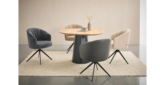 ARMLEHNSTUHL  in Eisen Echtleder pigmentiert  - Taupe/Schwarz, Design, Leder/Metall (63/82/62,5cm) - Dieter Knoll