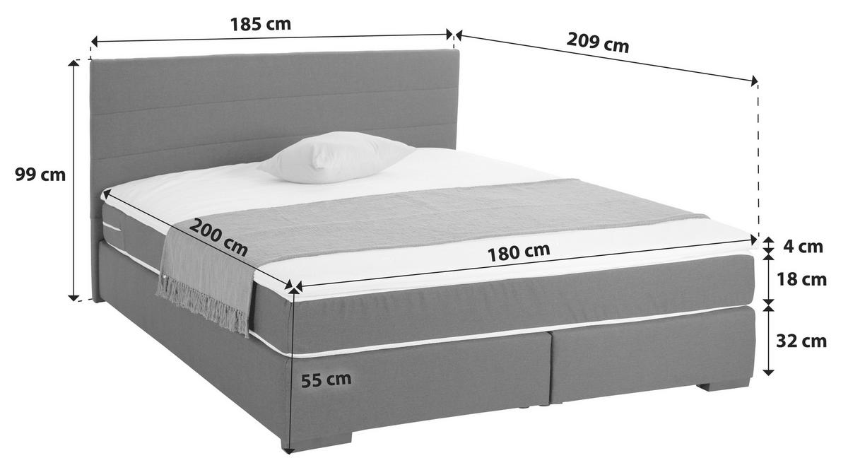 BOXBETT 180/200 cm  in Silberfarben  - Silberfarben/Schwarz, KONVENTIONELL, Holz/Holzwerkstoff (180/200cm) - MID.YOU