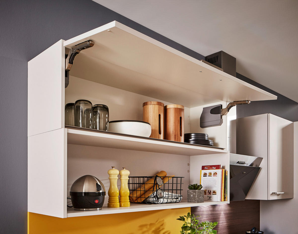 BUCĂTĂRIE STANDARD  - galben/alb, Design, material pe bază de lemn (320cm) - Celina