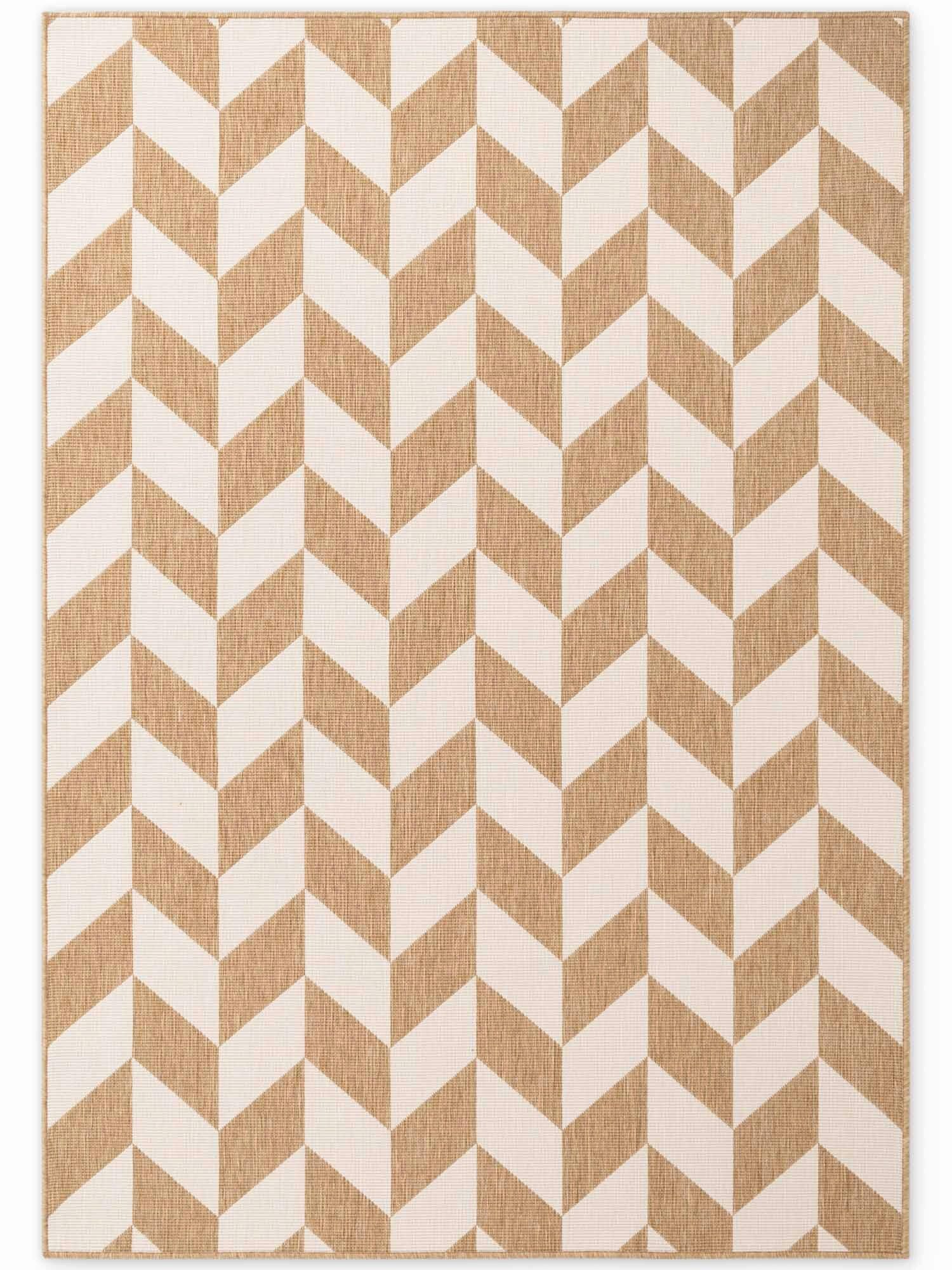 FLACHWEBETEPPICH 200/300 cm Haringey Weiß, Sandfarben rechteckig  - Sandfarben/Weiß, Design, Kunststoff (200/300cm)