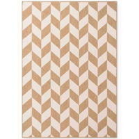 FLACHWEBETEPPICH 200/300 cm Haringey Weiß, Sandfarben rechteckig  - Sandfarben/Weiß, Design, Kunststoff (200/300cm)