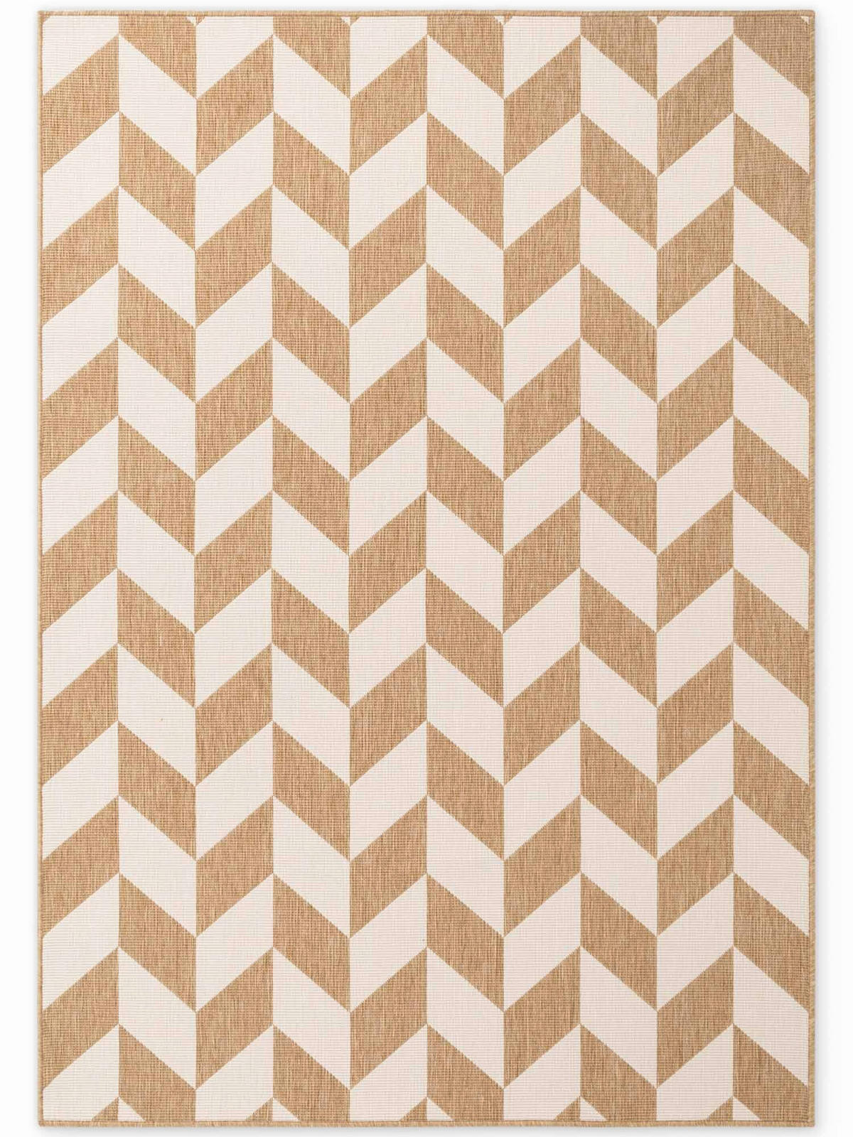 FLACHWEBETEPPICH 200/300 cm Haringey Weiß, Sandfarben rechteckig  - Sandfarben/Weiß, Design, Kunststoff (200/300cm)