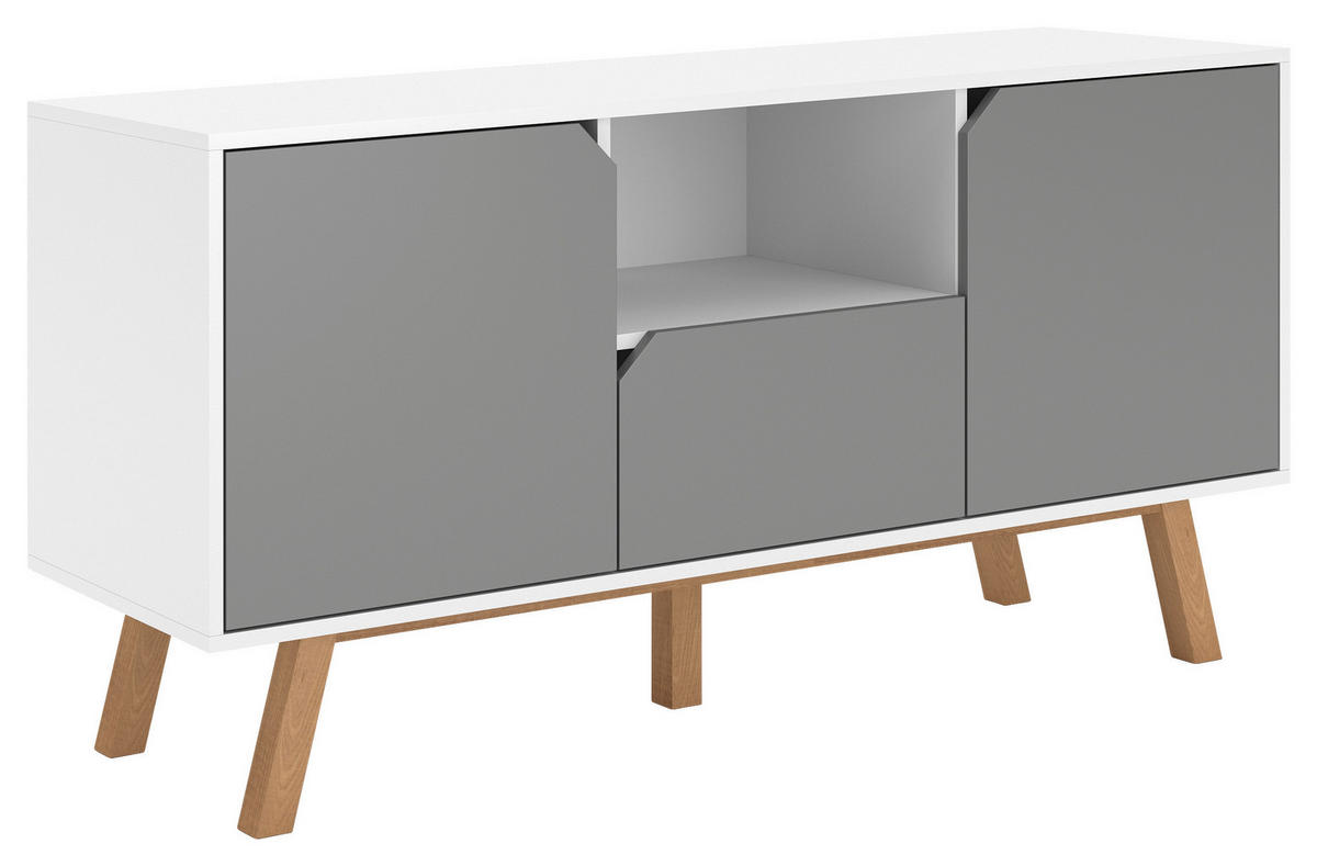 NÍZKA KOMODA, buk, grafitová, biela, 140/70/42 cm - farba buka/biela, Design, drevo/kompozitné drevo (140/70/42cm) - MID.YOU