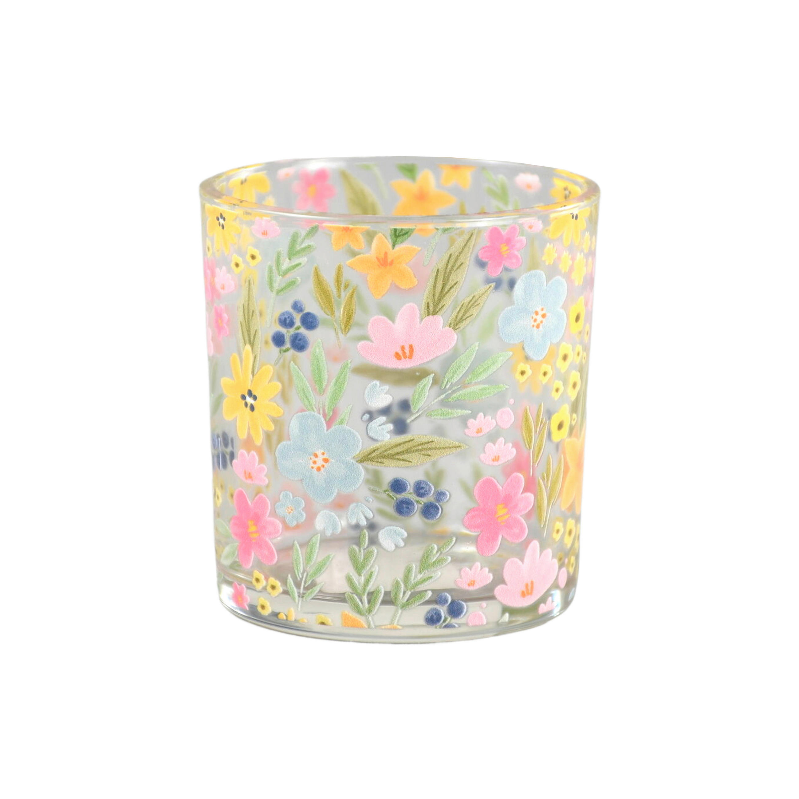 SUPORT STICLĂ LUMÂNARE PASTIL - albastru deschis/roz aprins, Lifestyle, sticlă (7,3/8cm)