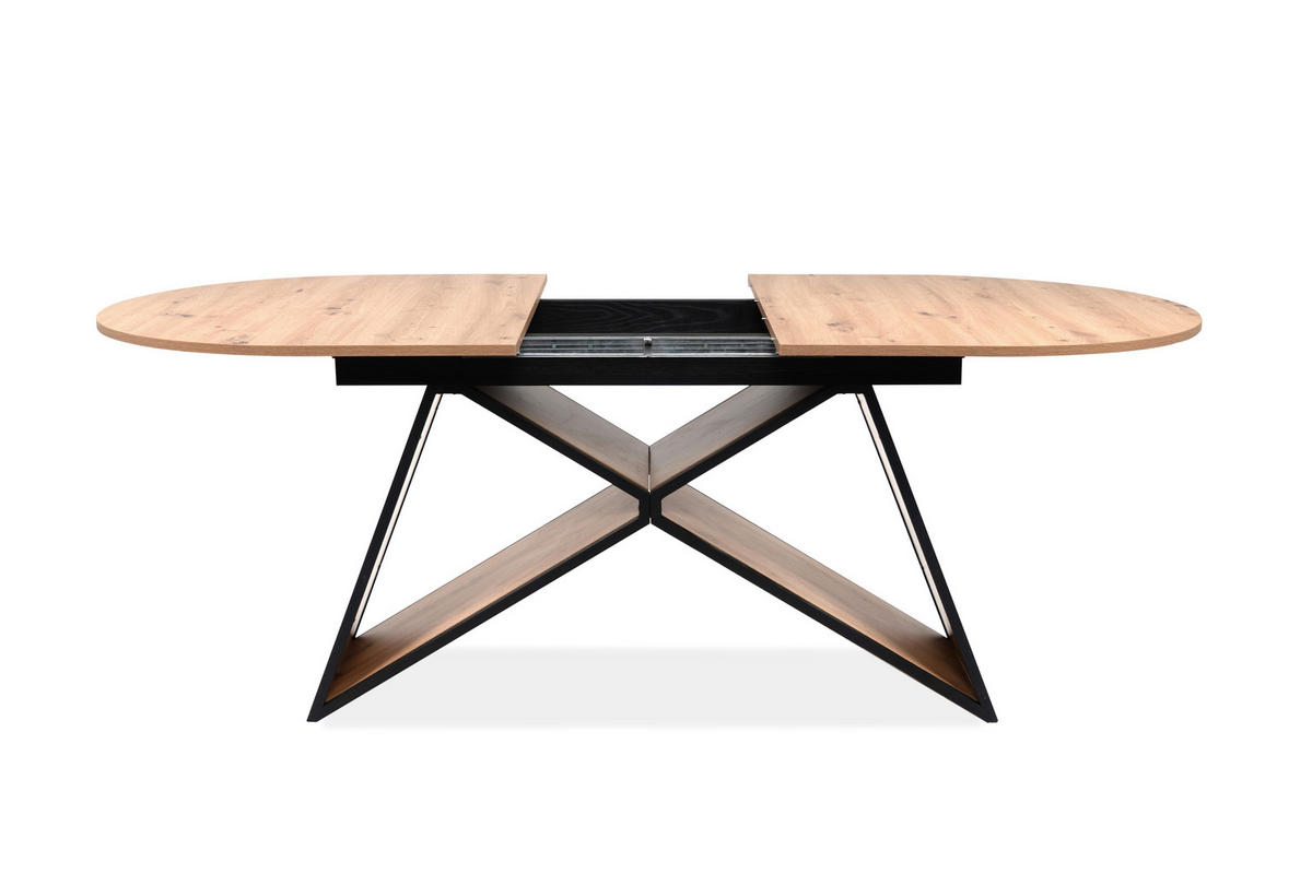 ESSTISCH - Schwarz/Eiche Artisan, MODERN, Holzwerkstoff/Metall (160-200/90/76cm) - MID.YOU