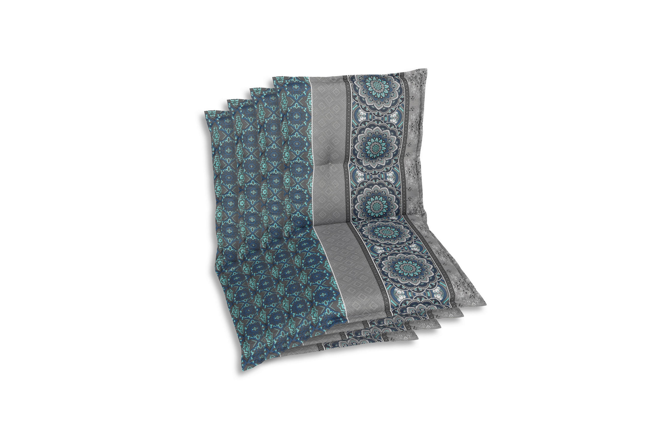 SESSELAUFLAGENSET Ornament  - Blau/Hellgrau, Basics, Textil (50/7/100cm)