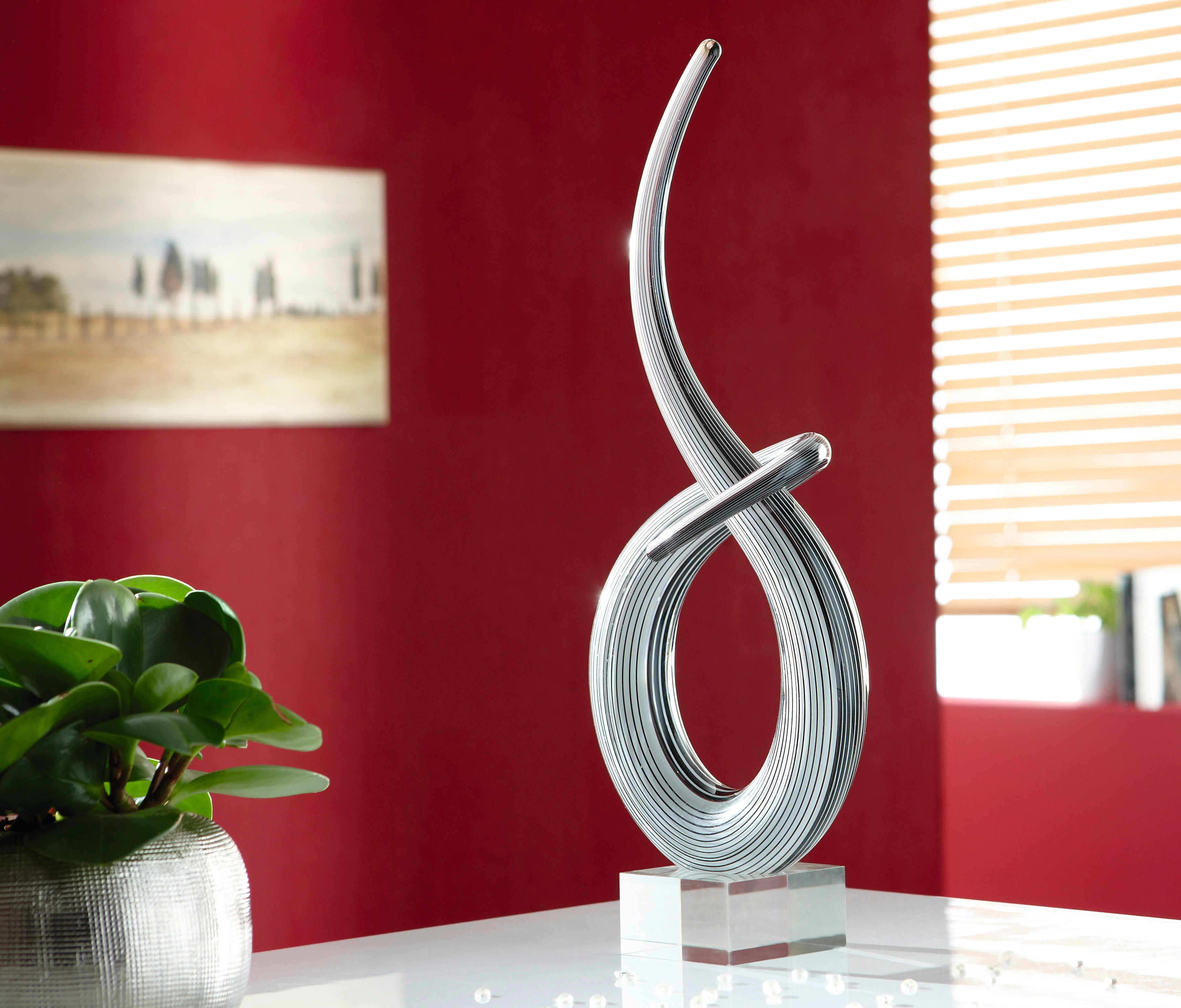 SKULPTUR - Schwarz/Weiß, Basics, Glas (17,5/8/42cm) - Ambia Home