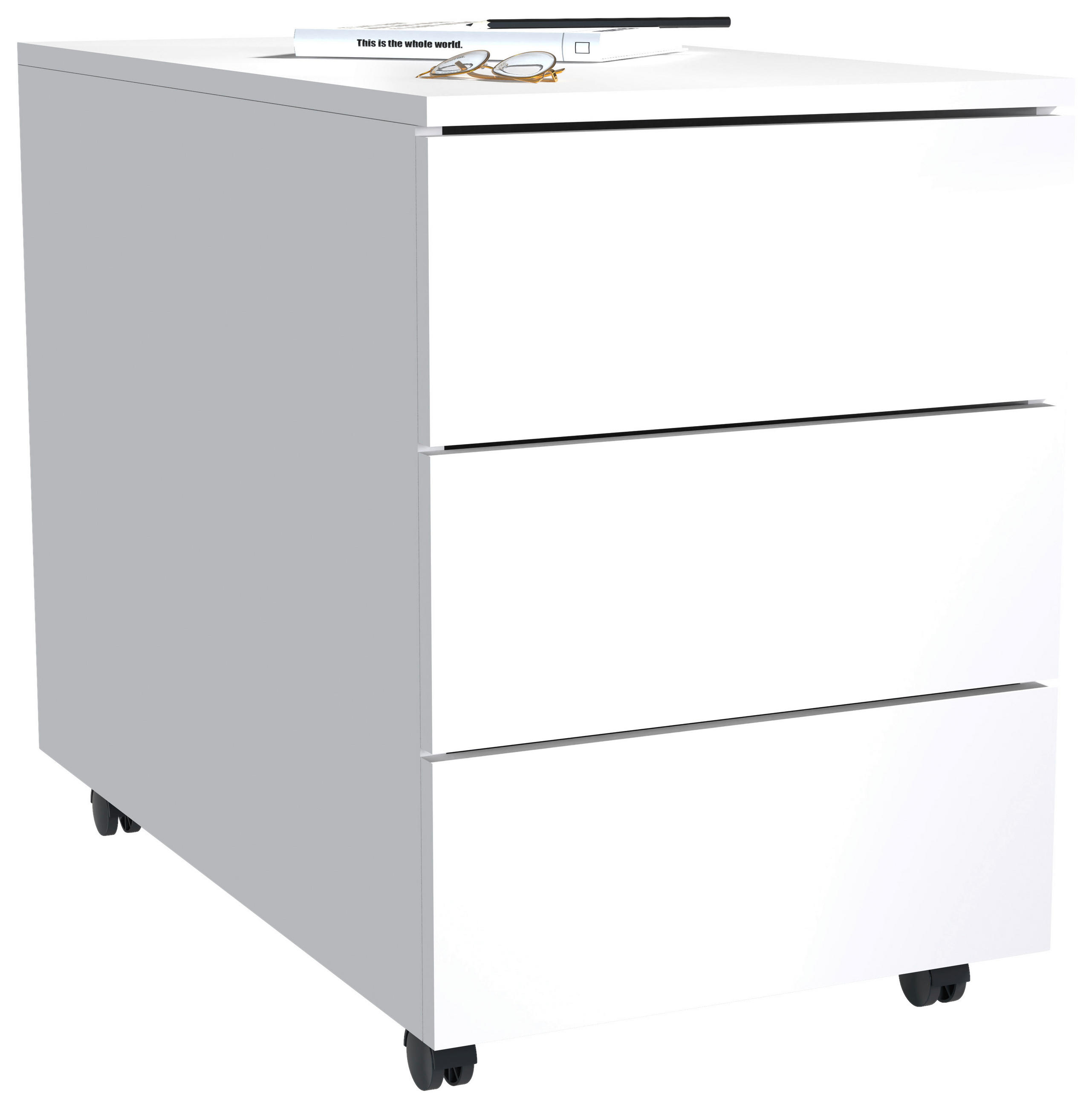 ROLLCONTAINER Weiß  - Weiß, MODERN, Holzwerkstoff (39/55/70cm) - MID.YOU