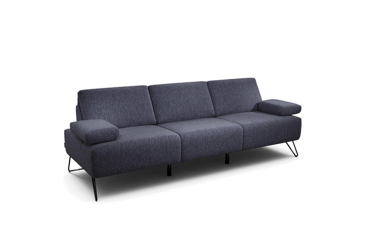 3-SITZER-SOFA Chenille Blau  - Blau/Schwarz, Design, Textil/Metall (234-264/85/86-94cm) - SENSOO