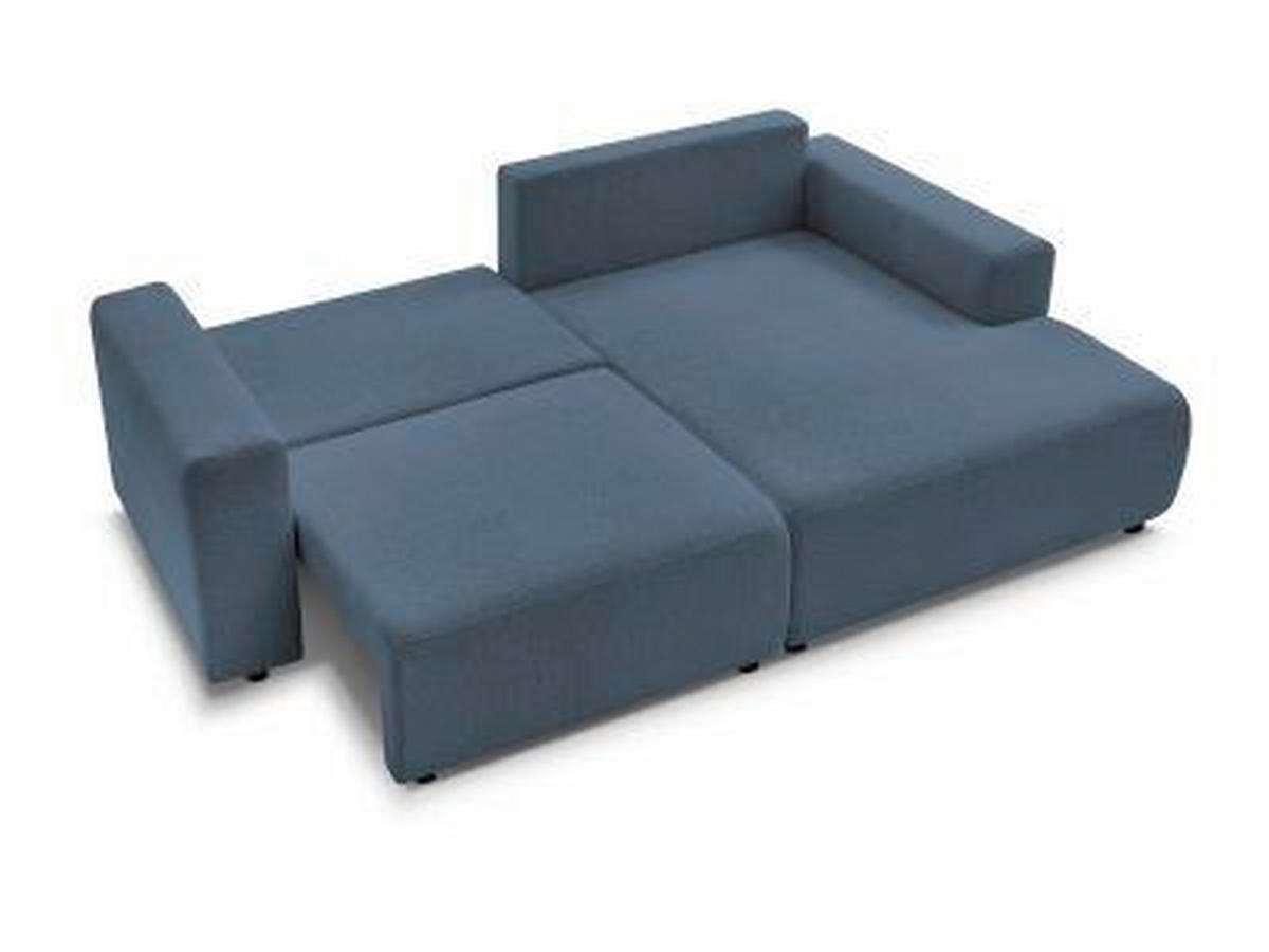 ECKSOFA Ottomane rechts  ATILLA Blau Flachgewebe  - Blau/Schwarz, MODERN, Kunststoff/Textil (244/149cm)