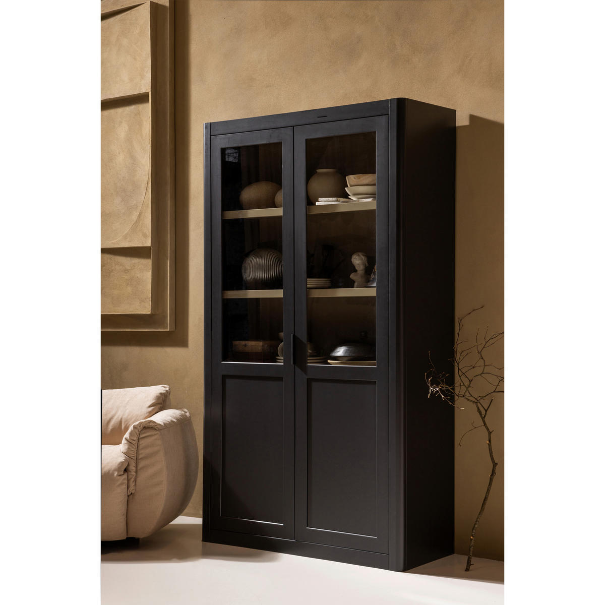 BUFFET 120/217/48 cm  in  - Schwarz, Design, Glas/Holz (120/217/48cm) - Livetastic