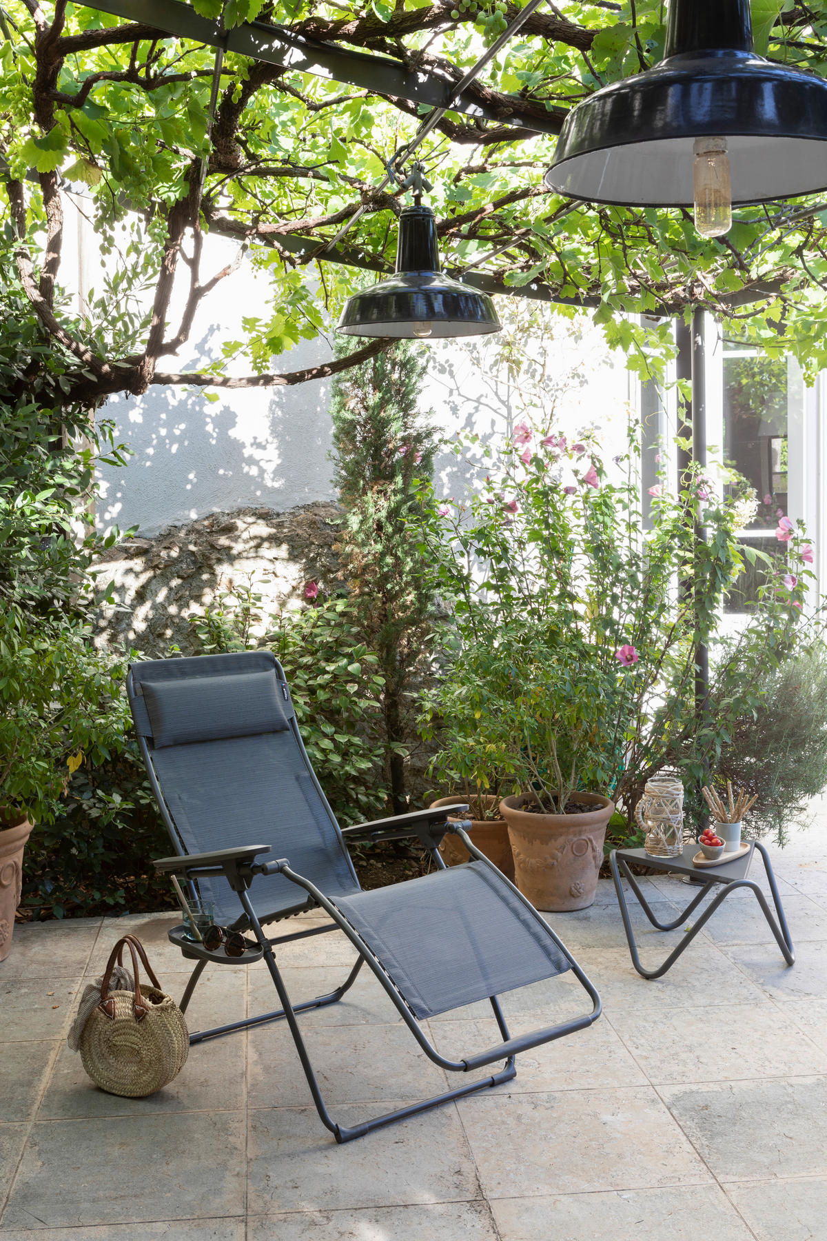 GARTEN-RELAXSESSEL Stahl  - Türkis/Dunkelgrau, Basics, Kunststoff/Textil (76/123/97cm) - Lafuma Mobilier