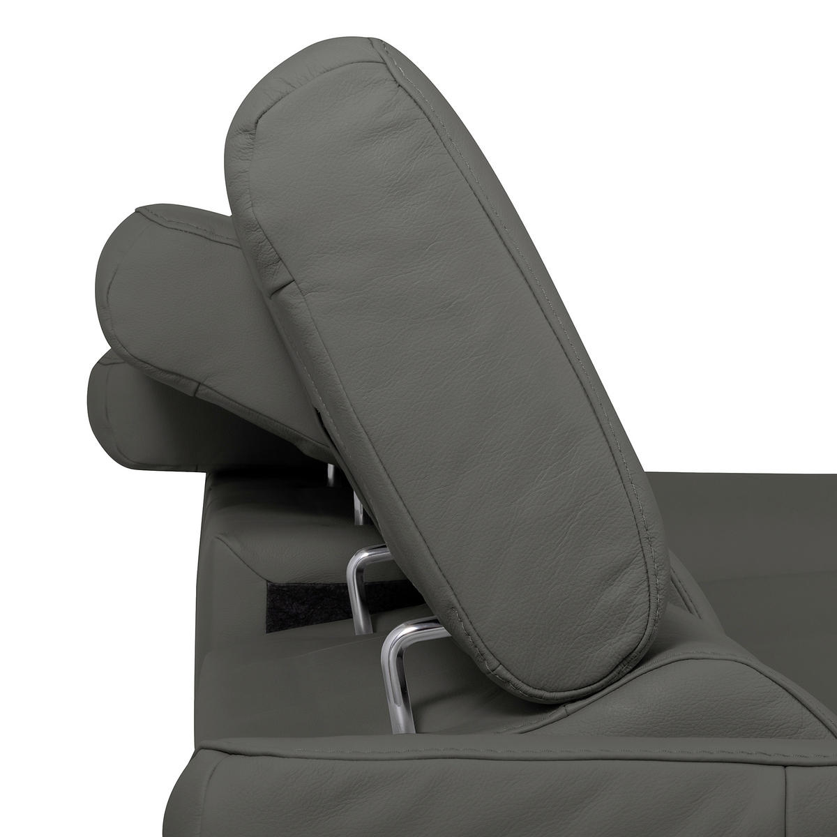 ECKSOFA SONO in Lederlook Echtleder Anthrazit Bettkasten, Armteilverstellung, Kopfteilverstellung  252/179 cm  - Chromfarben/Anthrazit, Design, Leder/Textil (252/179cm) - Livetastic