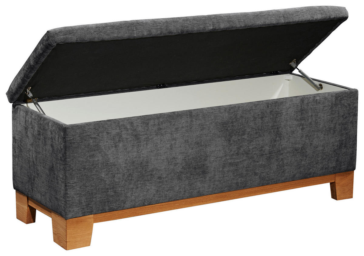 BETTBANK Mikrofaser Graphitfarben  - Eichefarben/Graphitfarben, KONVENTIONELL, Holz/Textil (139/58/50cm) - Carryhome