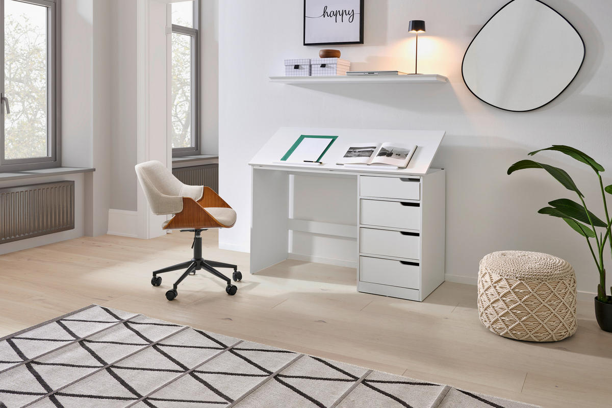 SCHREIBTISCH Weiss  - Weiss, Modern, Holzwerkstoff (120/74/48cm) - MID.YOU