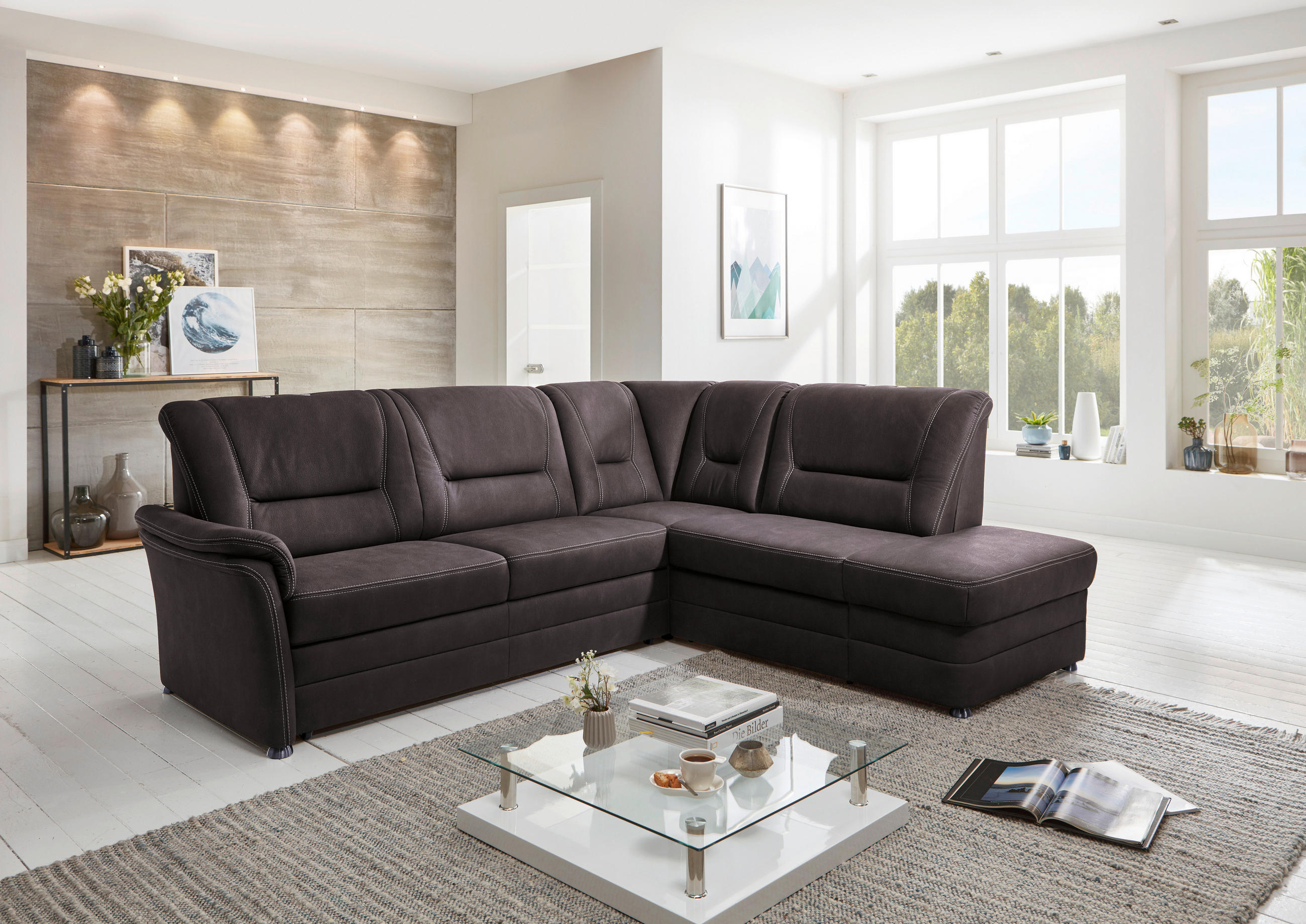 SEDEŽNA GARNITURA, mikrovlakna rjava  - bež/rjava, Konvencionalno, kovina/tekstil (259/96/218cm) - Beldomo Comfort