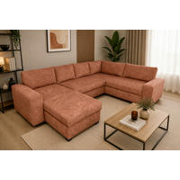 WOHNLANDSCHAFT VALERI Koralle Chenille  - Koralle/Schwarz, Design, Kunststoff/Textil (157/305/208cm) - MID.YOU