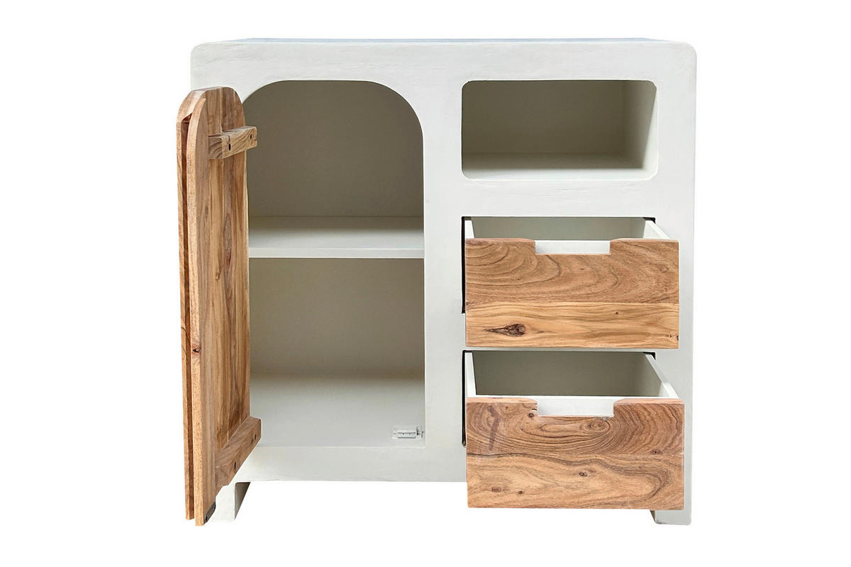 KOMMODE , 80/80/40 cm, 2 Schublade(n)  - Naturfarben/Weiß, Design, Holz/Holzwerkstoff (80/80/40cm) - MID.YOU