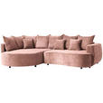 ECKSOFA in Chenille Rosa  - Schwarz/Rosa, Design, Kunststoff/Textil (194/307cm) - Carryhome