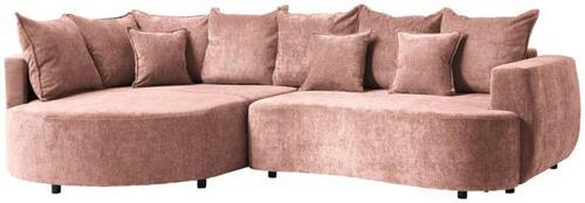 ECKSOFA in Chenille Rosa  194/307 cm  - Schwarz/Rosa, Design, Kunststoff/Textil (194/307cm) - Carryhome