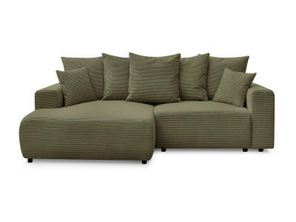 ECKSOFA Ottomane links  ATILLA Hellgrün Cord  - Schwarz/Hellgrün, MODERN, Kunststoff/Textil (149/244cm)