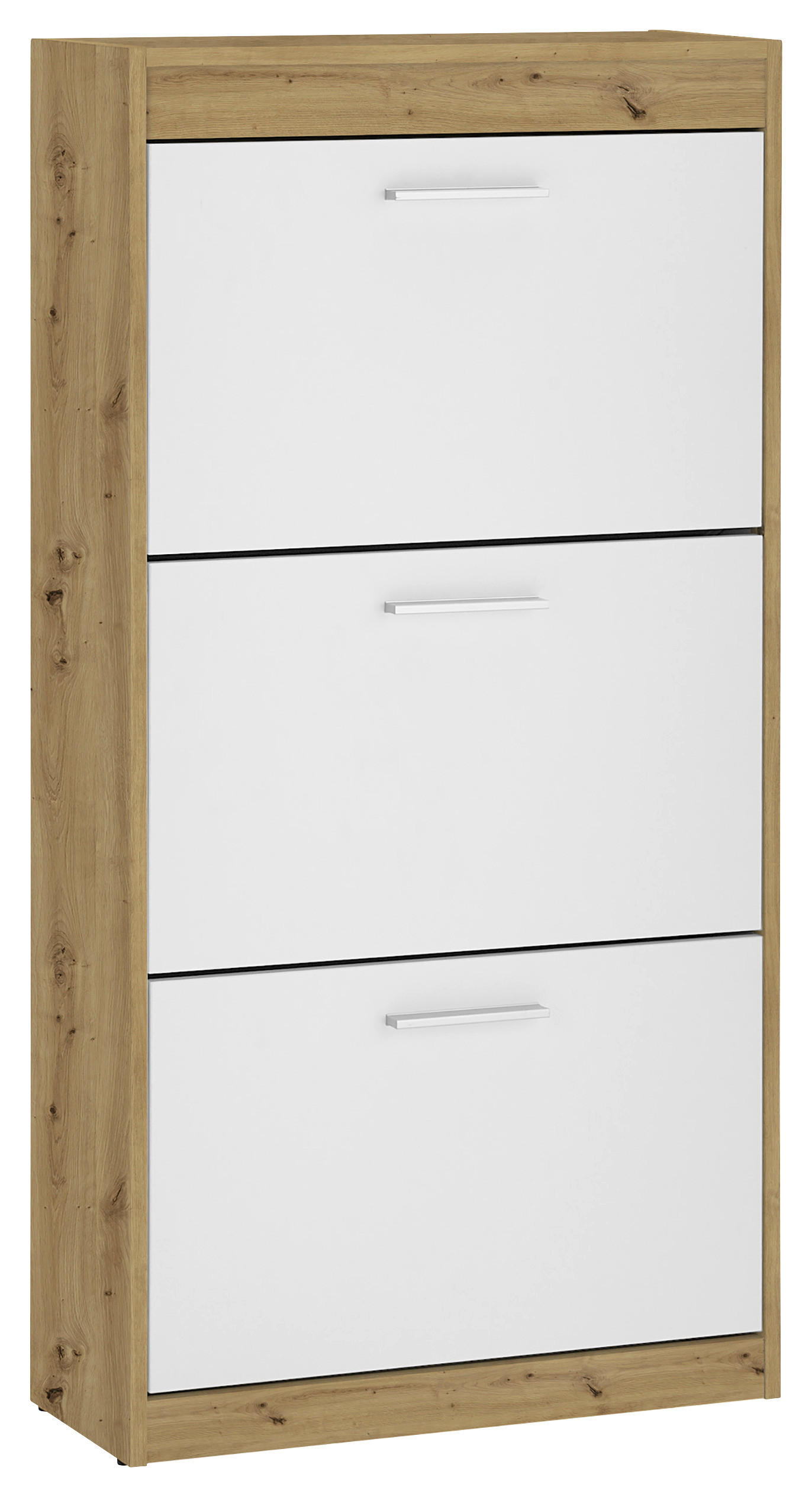 CIPELARNIK SA NAGIBNIM VRATIMA  bela, hrast artisan  pločasti materijal     - bela/srebrna, Osnovno, pločasti materijal/plastika (64/125/26cm) - Xora