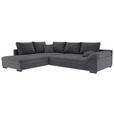 ECKSOFA Graphitfarben Cord  - Schwarz/Graphitfarben, KONVENTIONELL, Holz/Textil (202/298cm) - Carryhome