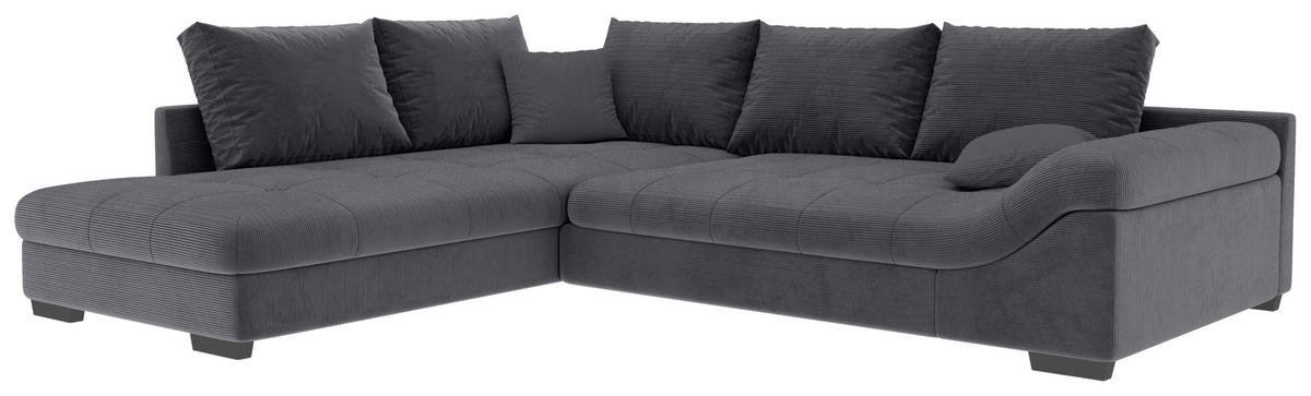ECKSOFA in Cord Graphitfarben  - Schwarz/Graphitfarben, Konventionell, Holz/Textil (202/298cm) - MID.YOU