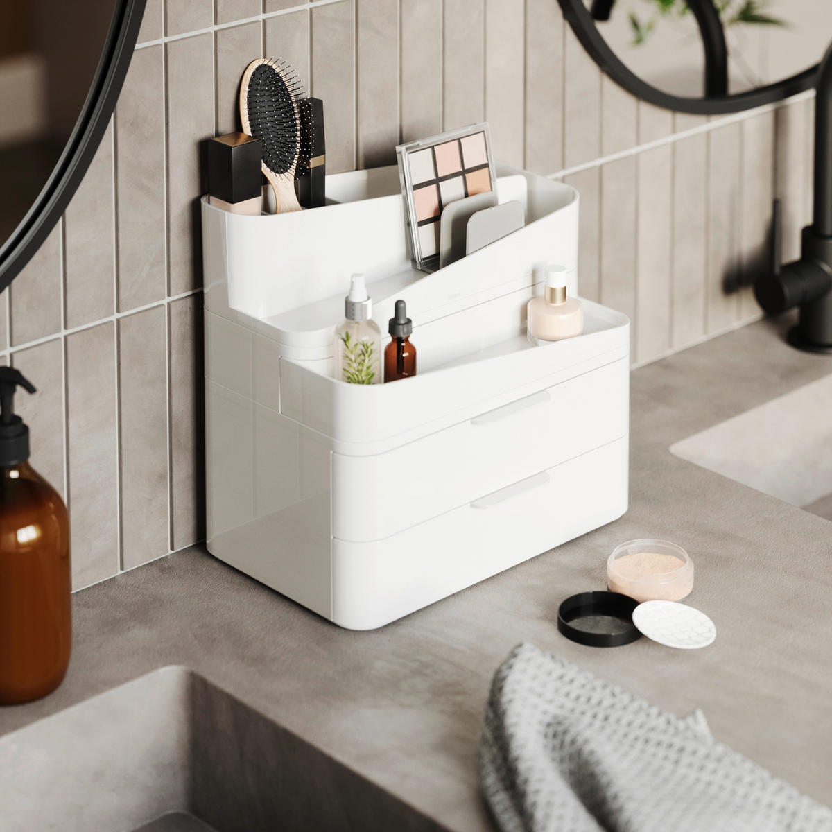ORGANIZATOR ZA KOZMETIKU  siva, bijela  GLAM  - bijela/siva, Basics, plastika (48,4/24,8/26,7cm) - Umbra