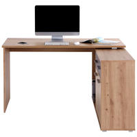 KOTNA PISALNA MIZA leseni material temno siva, hrast artisan  - srebrne barve/temno siva, Moderno, umetna masa/leseni material (138/76,1/135,4cm) - Carryhome