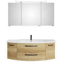 BADEZIMMER 3-teilig  in 144 cm  - Eichefarben/Schwarz, MODERN, Glas/Keramik (144cm) - Sadena