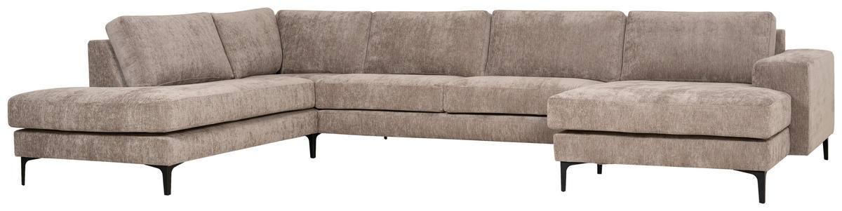 SOFFA i flatväv ljusbrun  - ljusbrun/svart, Klassisk, metall/trä (363/86/238cm) - Pure Home Comfort