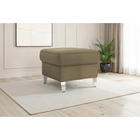 HOCKER Leder Olivgrün  - Chromfarben/Olivgrün, Basics, Leder/Metall (58/48/58cm) - Sit & More