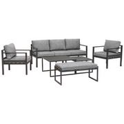 LOUNGEGARNITUR 17-teilig - Dunkelgrau/Hellgrau, Design, Textil/Metall - Amatio