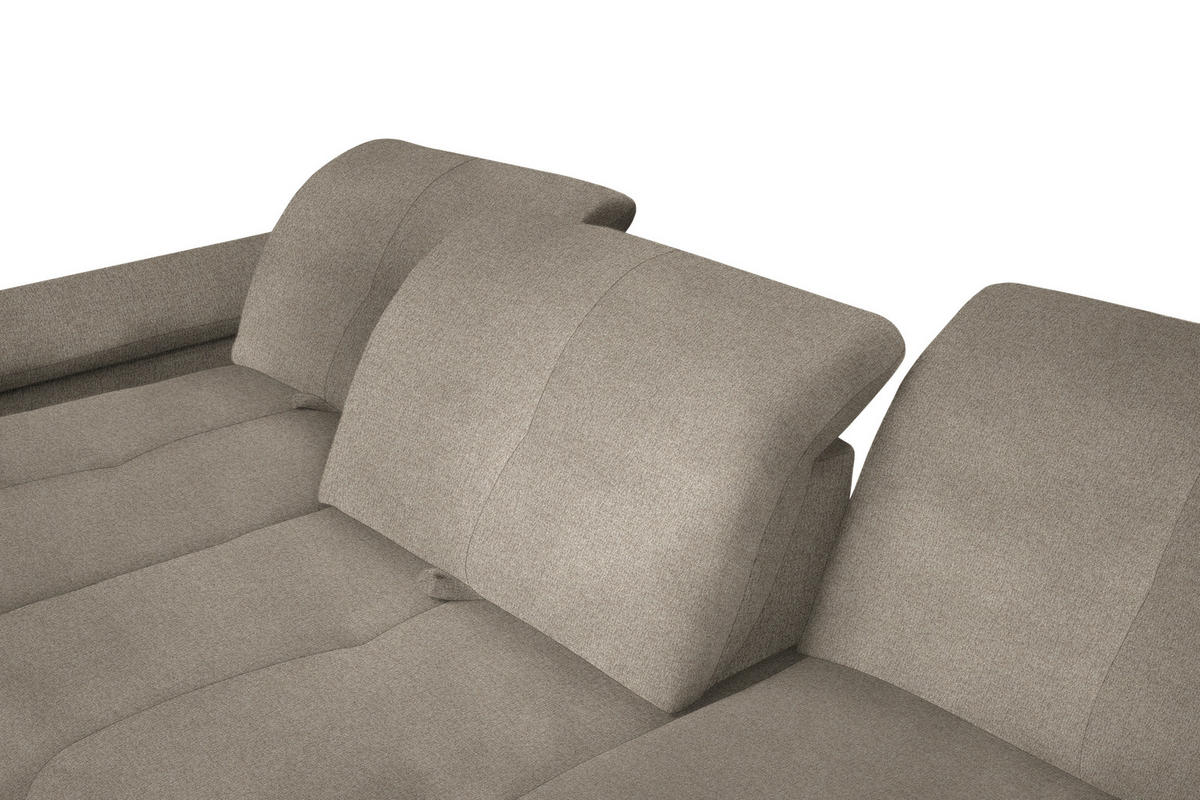 ECKSOFA in Flachgewebe Beige  - Beige/Schwarz, Design, Textil/Metall (242/313cm) - Xora