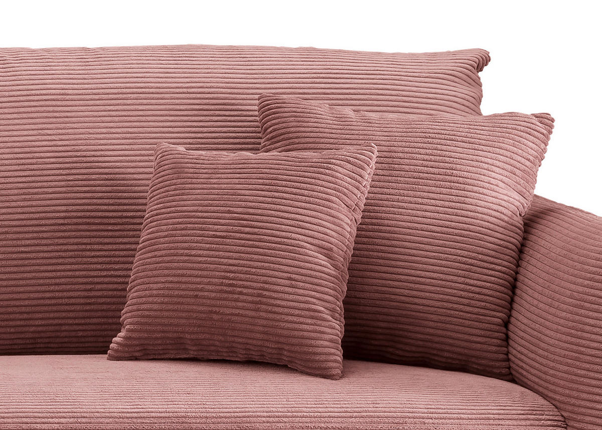 2-SITZER-SOFA in Cord Rosa  - Schwarz/Rosa, Design, Textil/Metall (163/97/102cm) - Livetastic