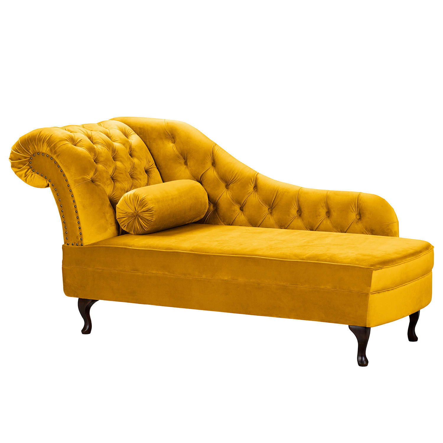 RÉCAMIERE Pako in Samt Senfgelb  - Senfgelb/Braun, Design, Holz/Textil (185/93/75cm) - Livetastic